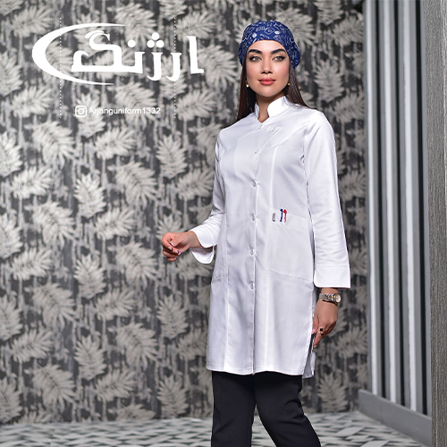 روپوش پزشکی سفید زنانه یقه هفت