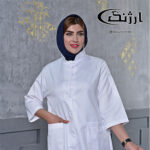روپوش-پزشکی-سفید-زنانه-مدل-تونیک-یقه-ایستاده2