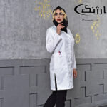 روپوش پزشکی سفید زنانه مدل دکمه مخفی